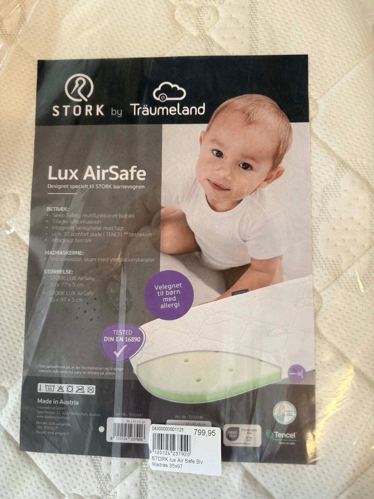 STORK Träumeland Barnevognsmadras Madras (Lux airsafe) 35x97cm