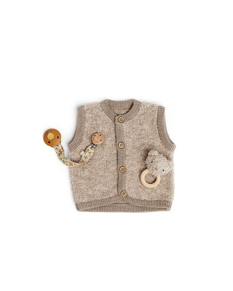 Smallstuff Vest, bouclé uld, natur melange