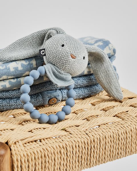 Smallstuff Silikone rangle, kanin, lyseblå