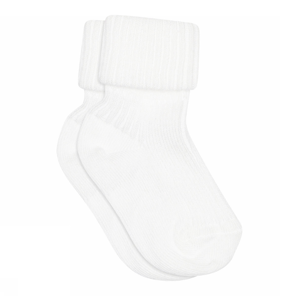 Cotton rib baby socks - White