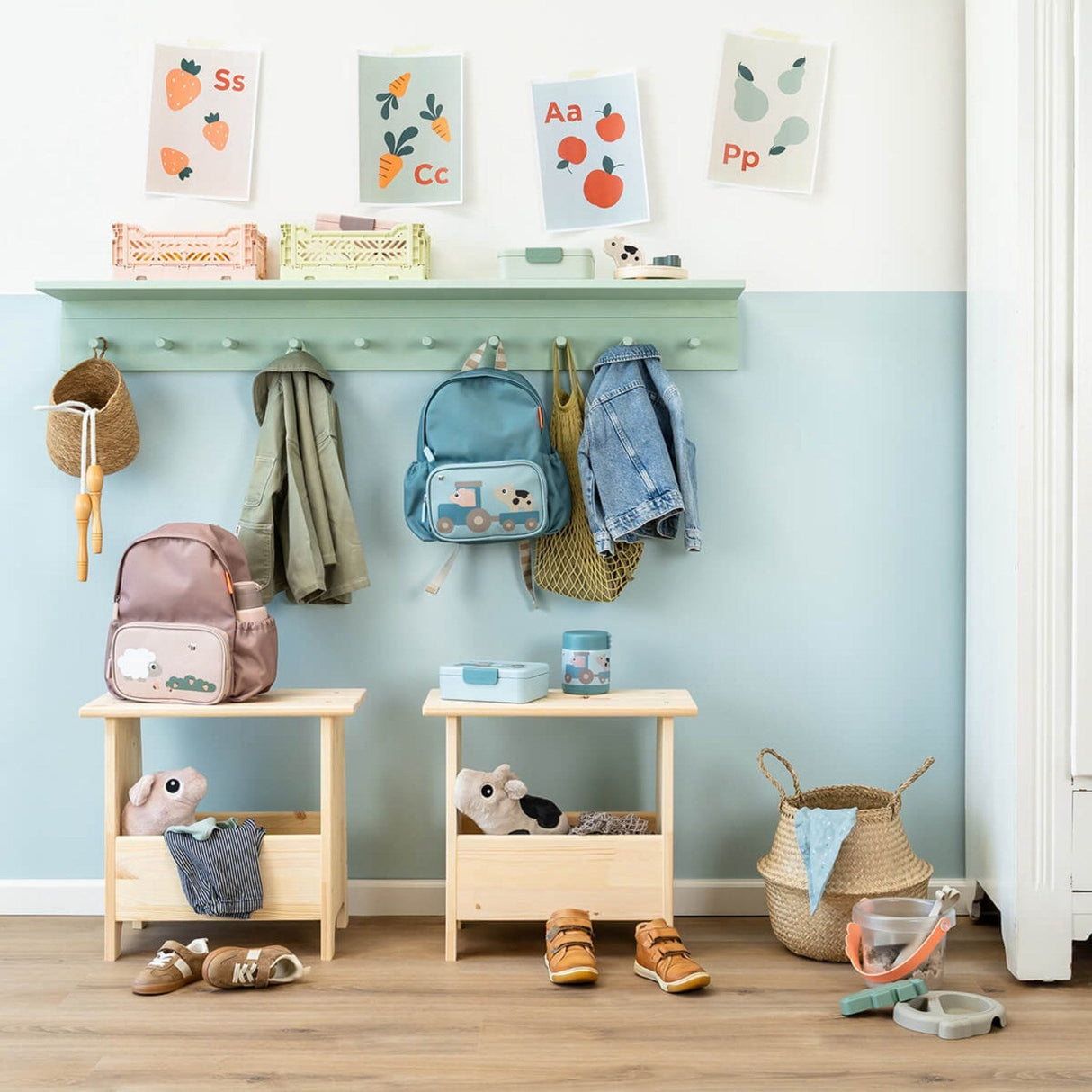 DonebyDeer Blue Børnerygsæk Tiny Farm 7,5 L