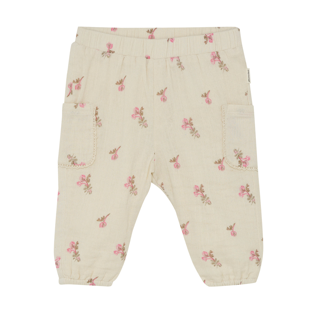 Minymo - Sandfarvede bukser med blomster 114280