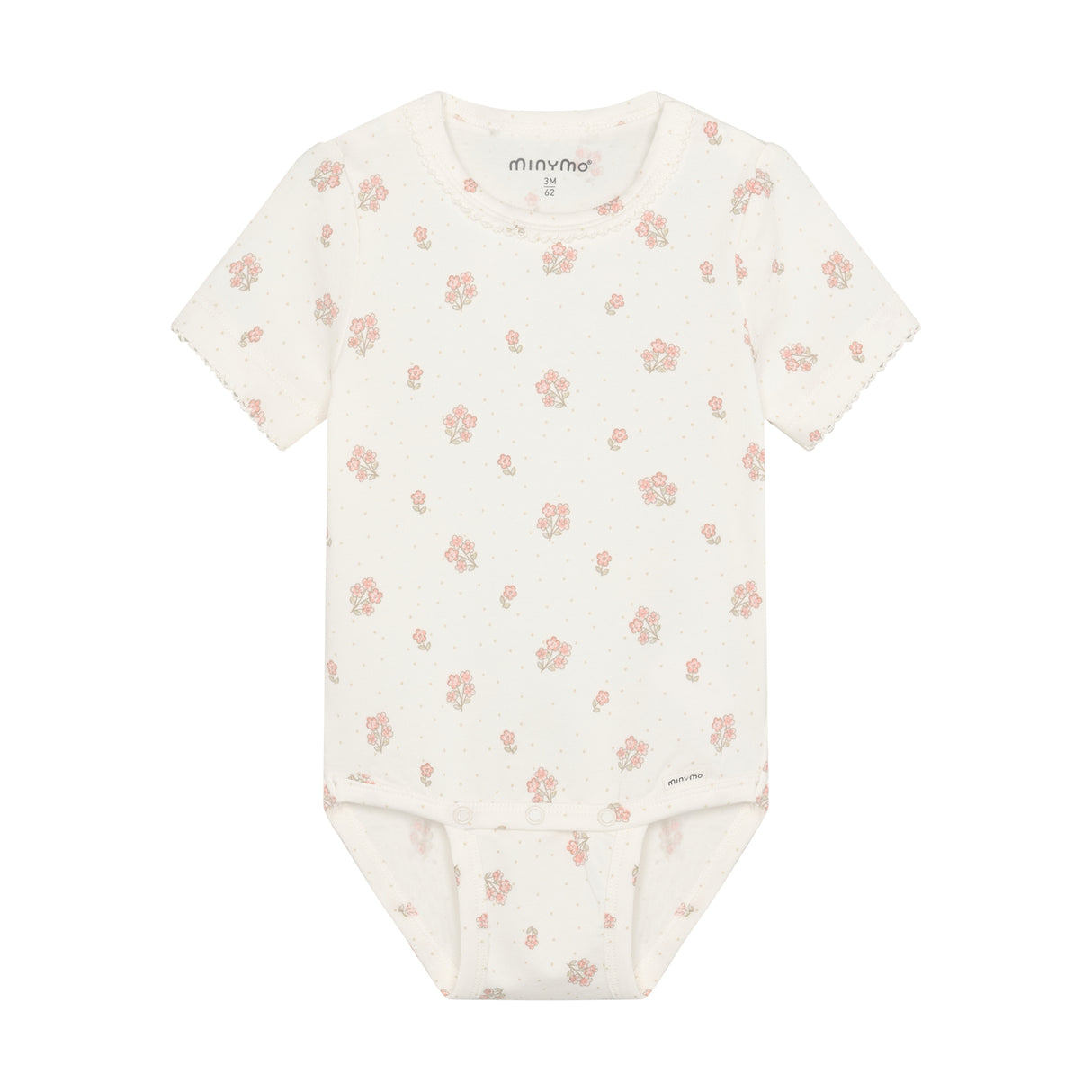 Minymo - Hvid kortærmet body med blomster 114302