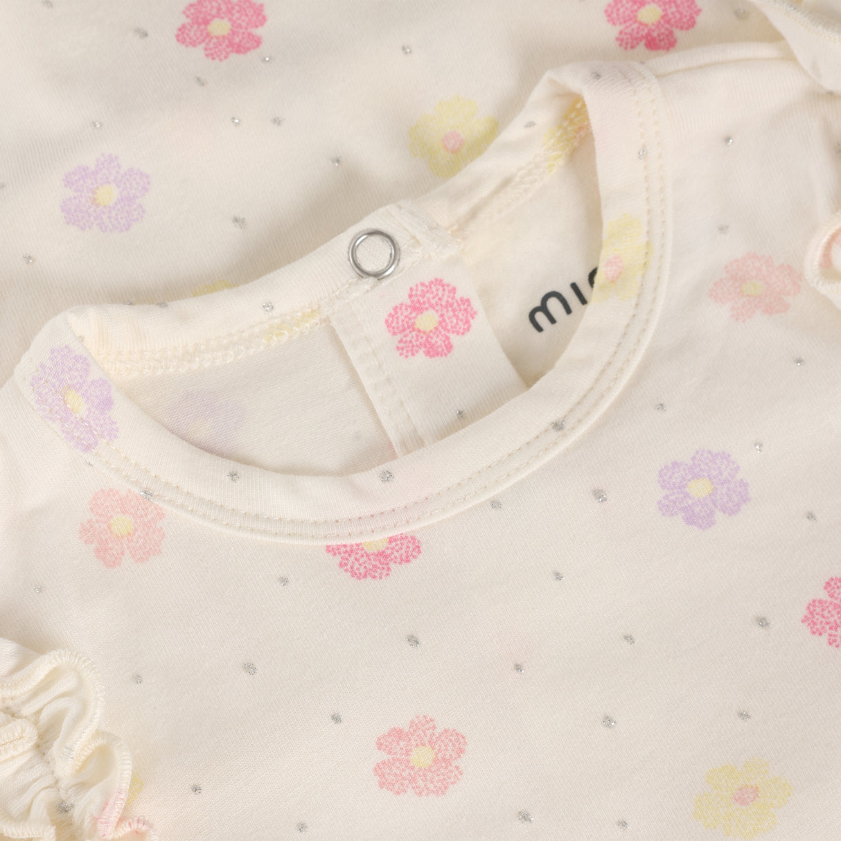 Minymo - Sand kort ærmet body med blomster 114343