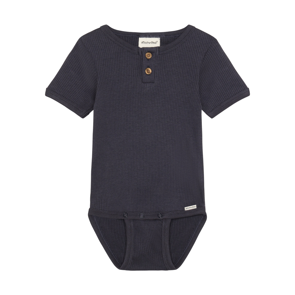 Minymo - Mørkeblå kort ærmet rib body 114345