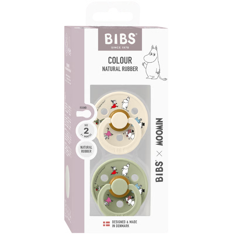 Bibs x Moomin Pacifier Colour 2 pack Friends Latex Size 2 Ivory mix