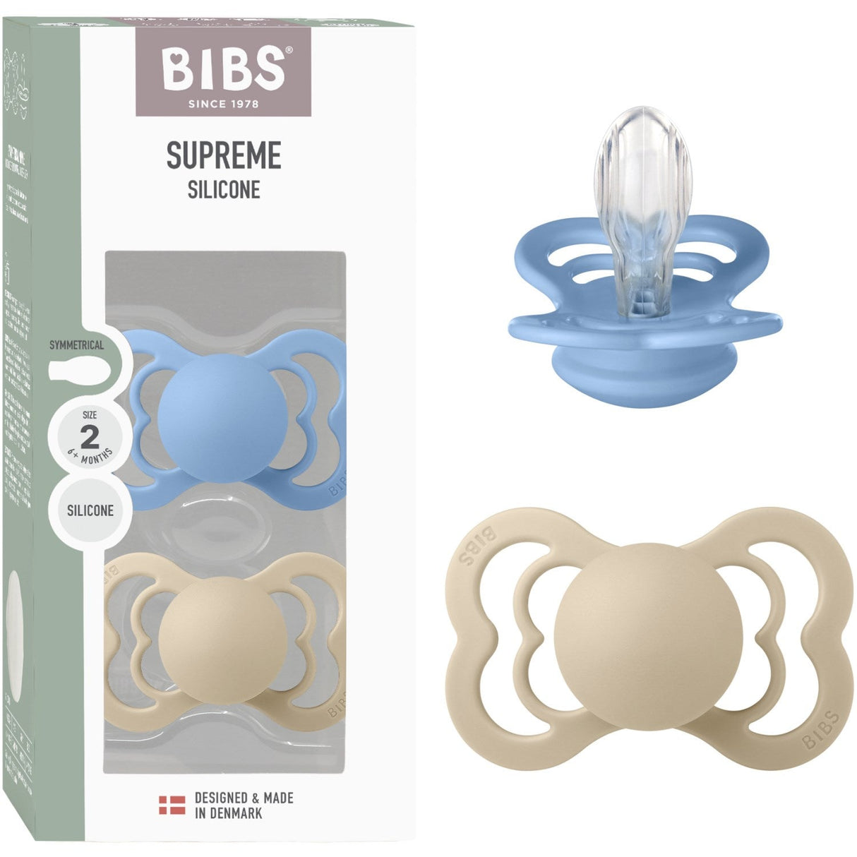 Bibs Vanilla/Sky Blue Sut Supreme 2-Pak Silikone