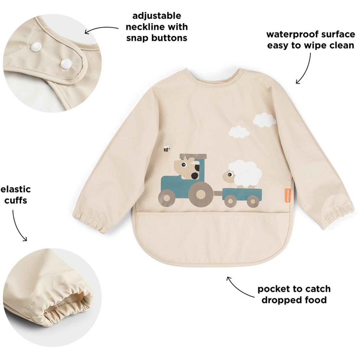 DonebyDeer Tiny Farm Sand Hagesmæk Med Ærmer Og Lomme