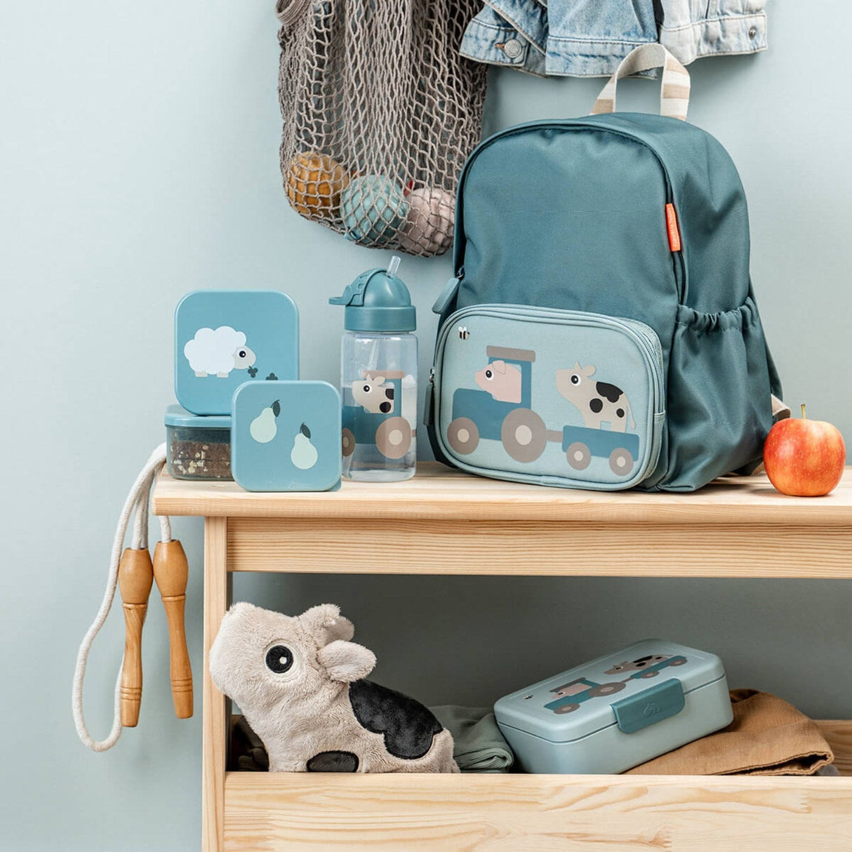 DonebyDeer Tiny Farm Blue Drikkedunk Med Sugerør 350 Ml