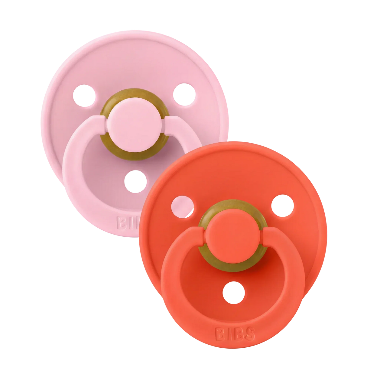 BIBS Pacifier Colour 2 PACK Latex Baby Pink/Tango
