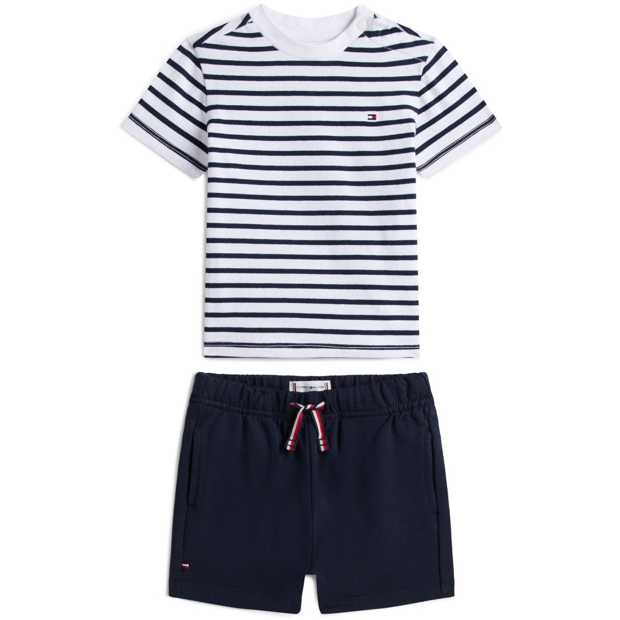 Tommy Hilfiger Dark Night Navy Essential Stripe Tee + Kort Sæt