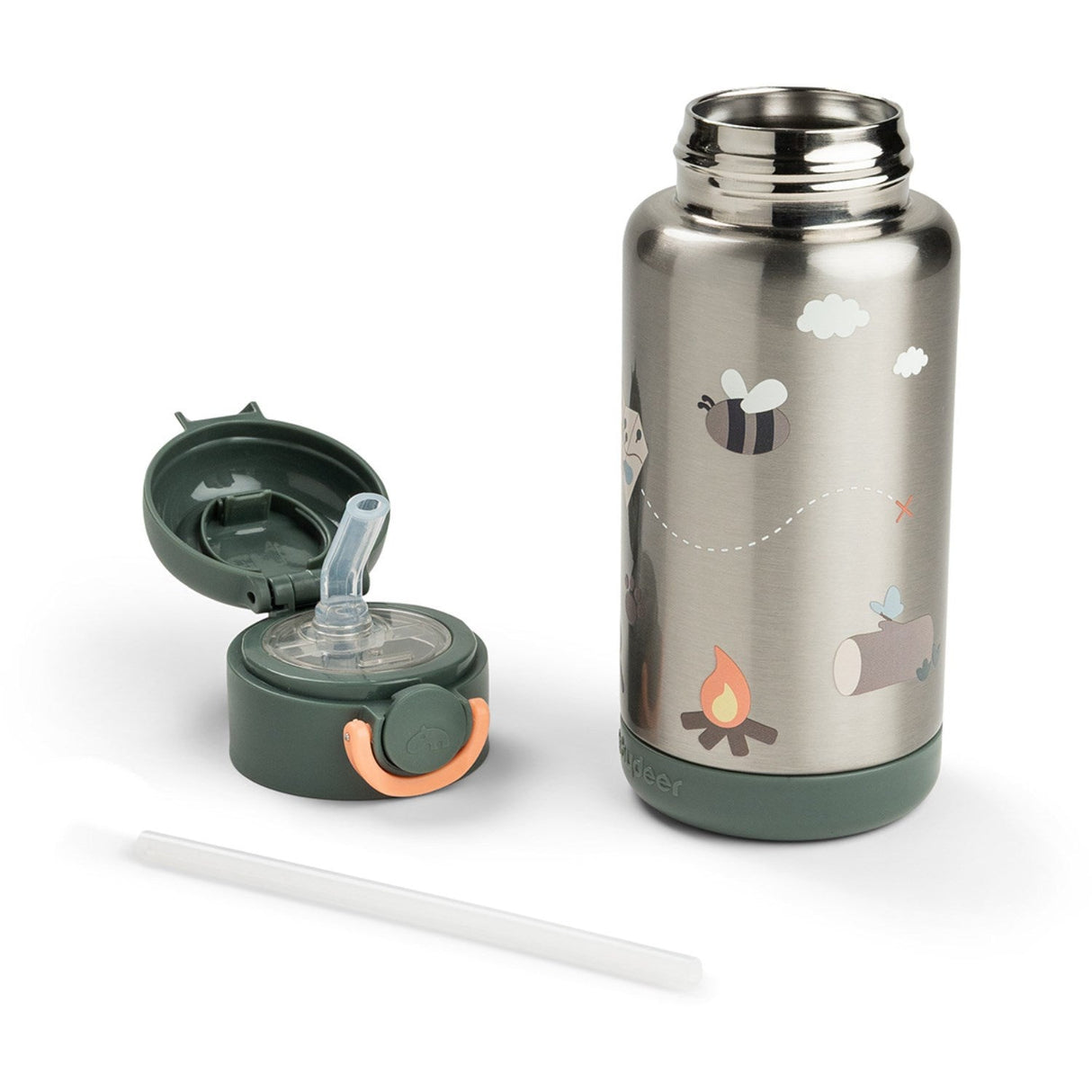 DonebyDeer Green Tiny Trails Insulated Sugerør Flaske