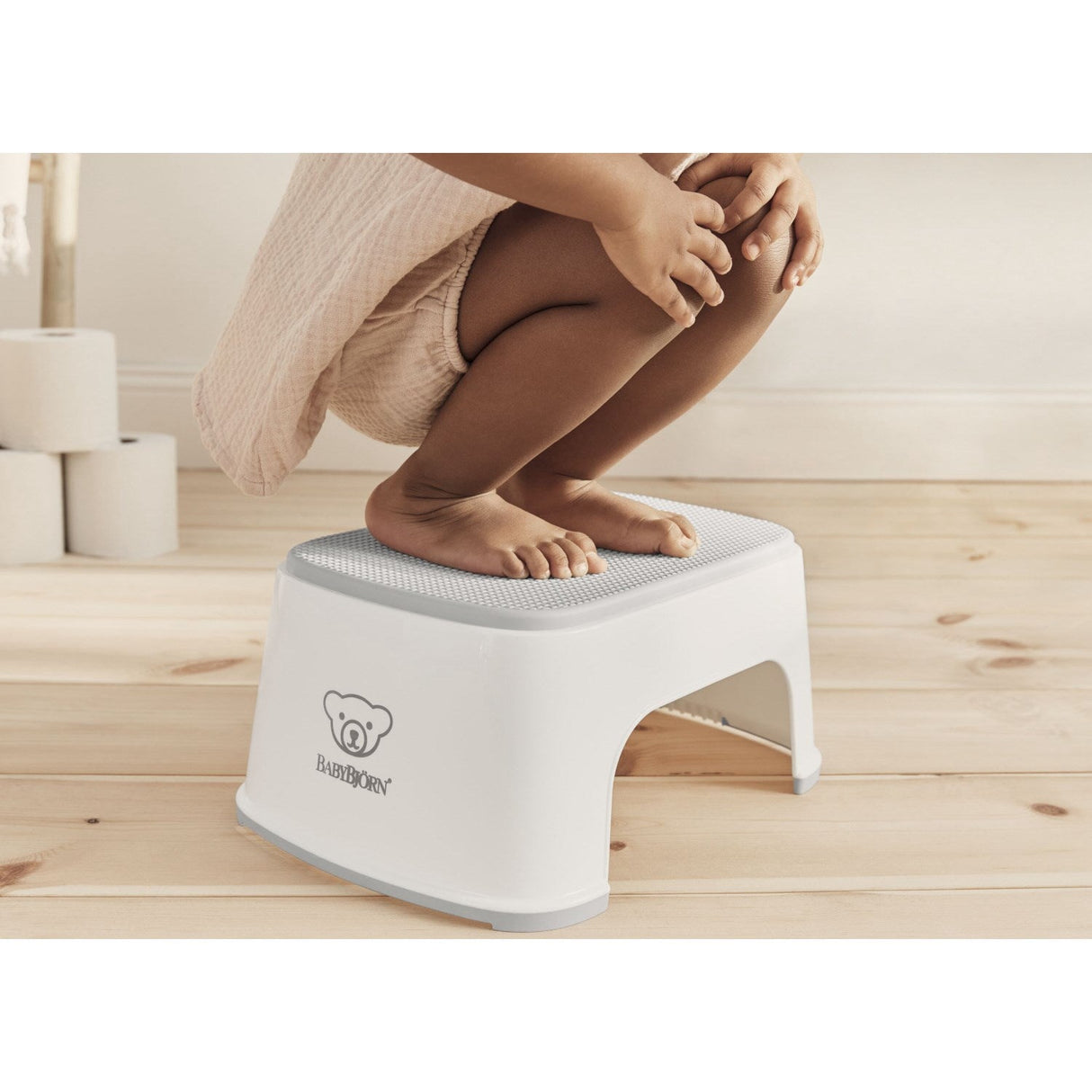 BabyBjörn White/Grey Børnetaburet