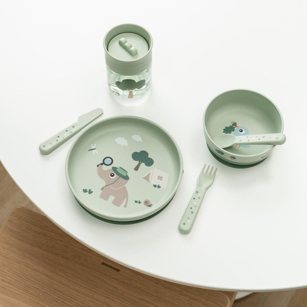 DonebyDeer Green Tiny Trails Foodie Spisesæt Med Kop