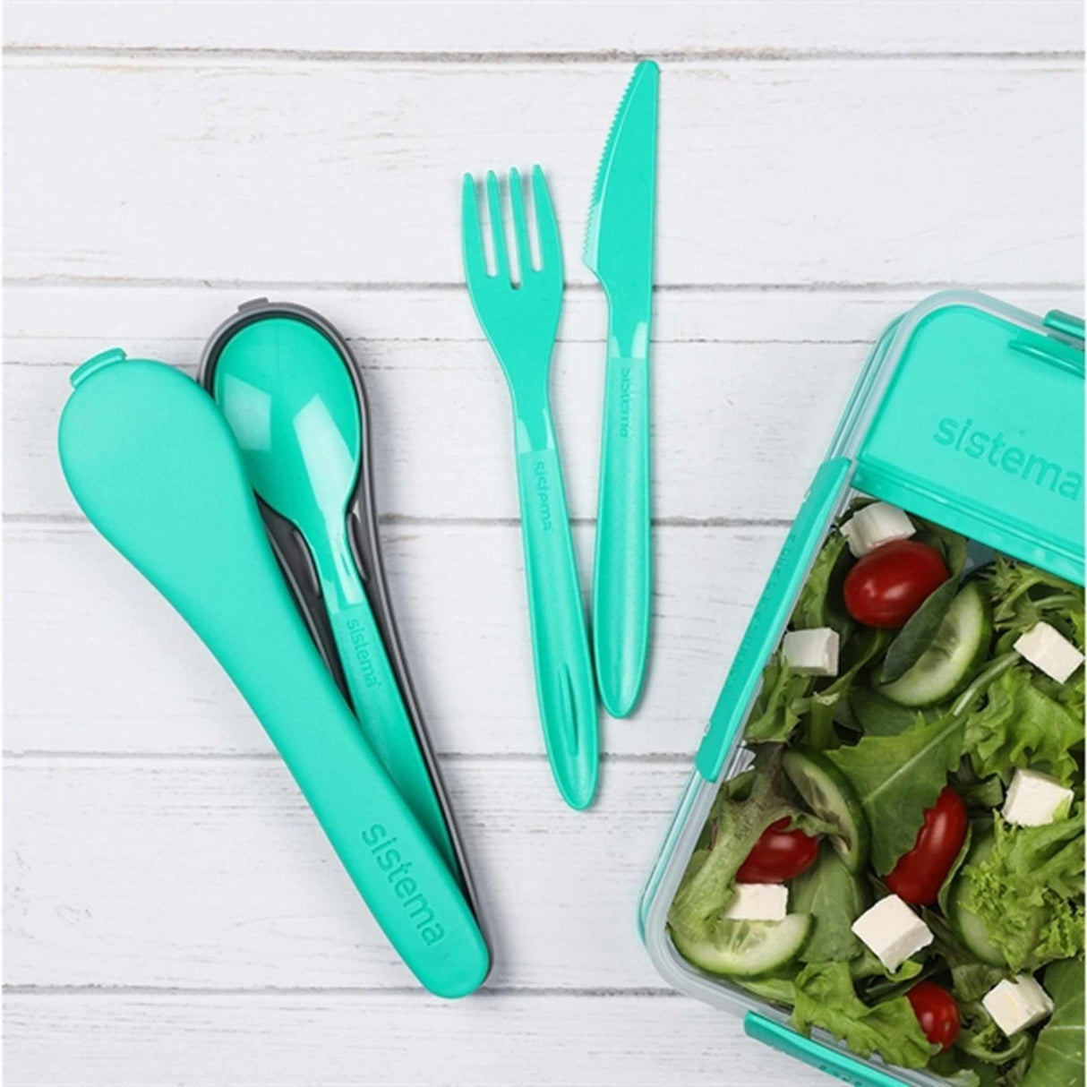 Sistema To Go Bestik Sæt Minty Teal