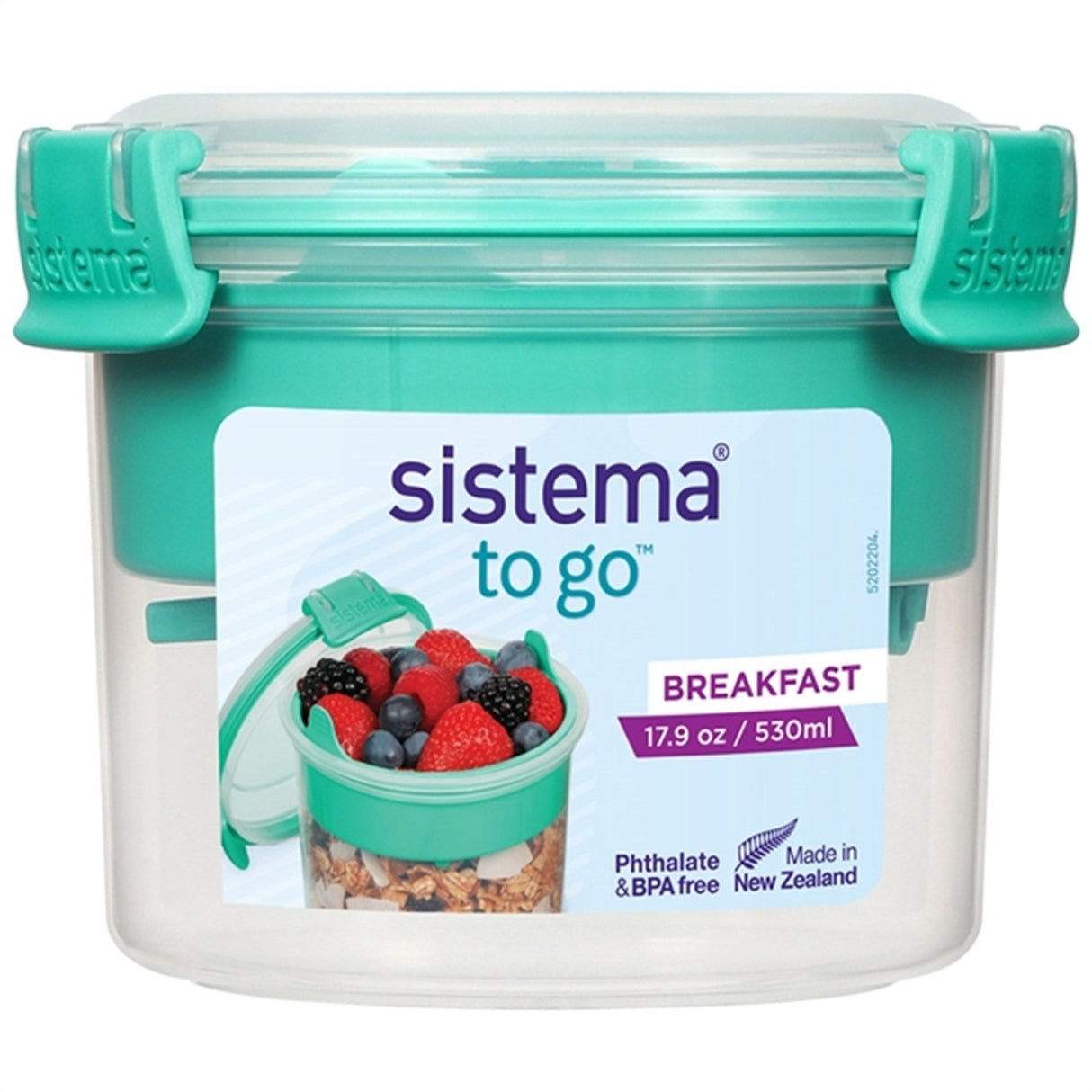Sistema To Go Morgenmadsbøtte 530 ml Minty Teal