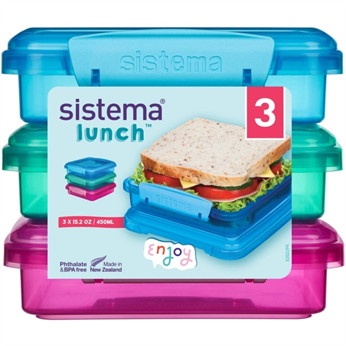 Sistema Sandwich Box Madkasse 450 ml Lunch Mixed Pack 3-pak
