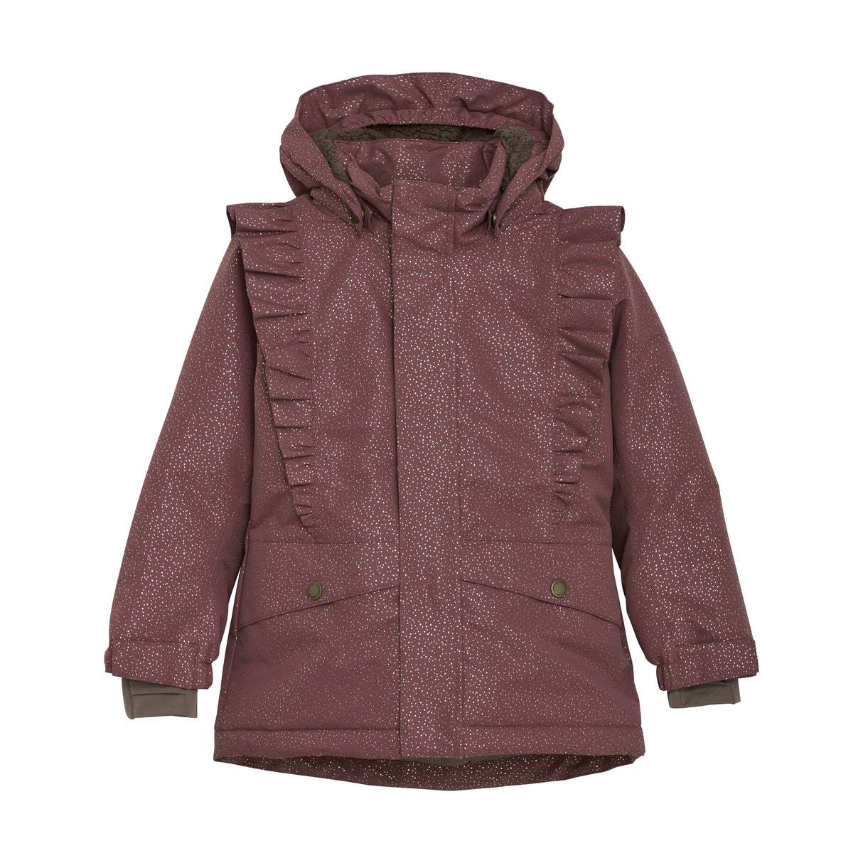 EnFant vinterjakke med flæser og glimmer - Rose Taupe