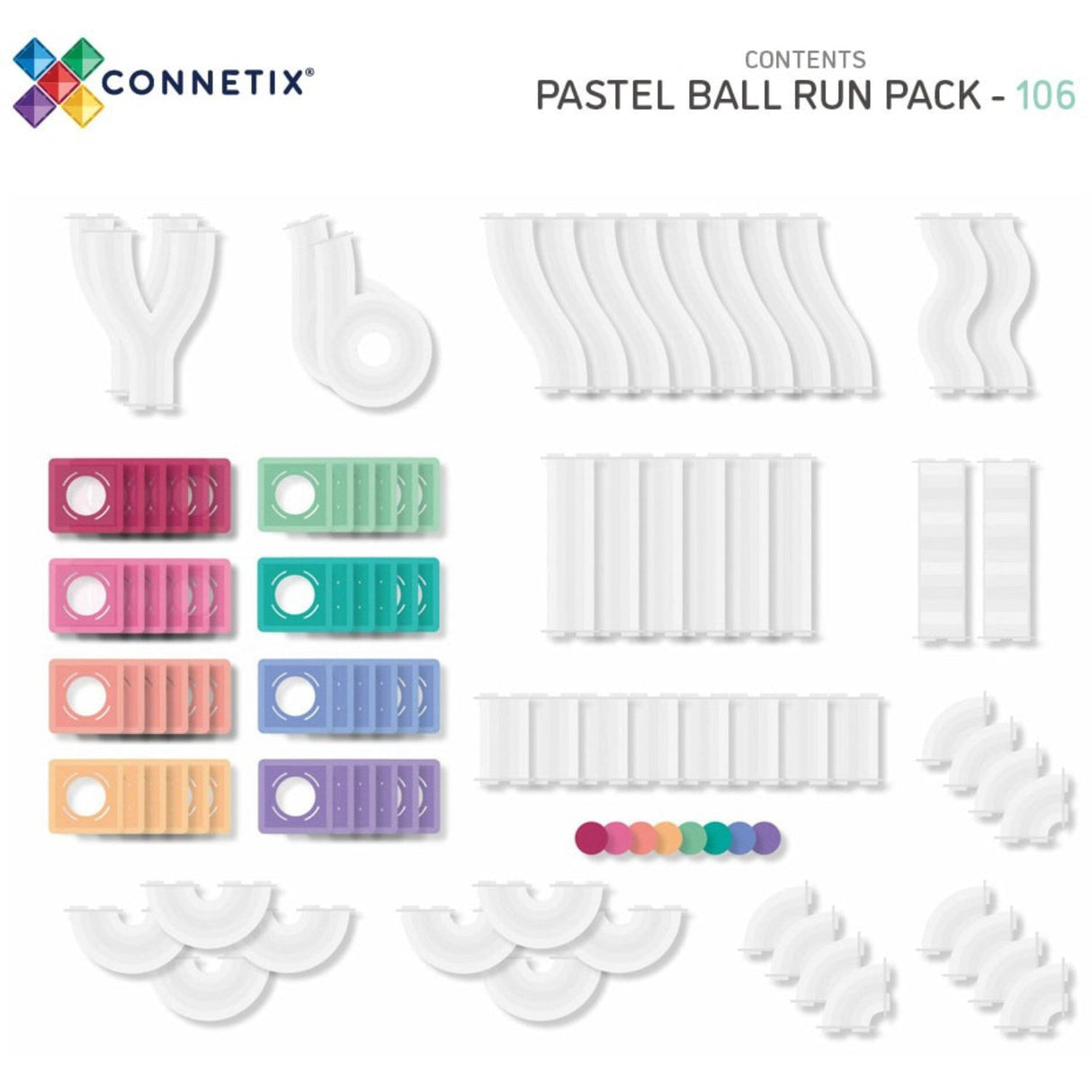 Connetix Pastel Bold Run Pak 106 Styks