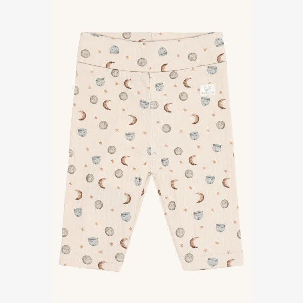 Hust & Claire - Leggings i rib m. måneprint Blå 34951