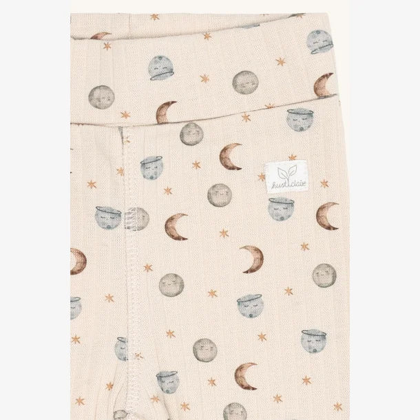Hust & Claire - Leggings i rib m. måneprint Blå 34951