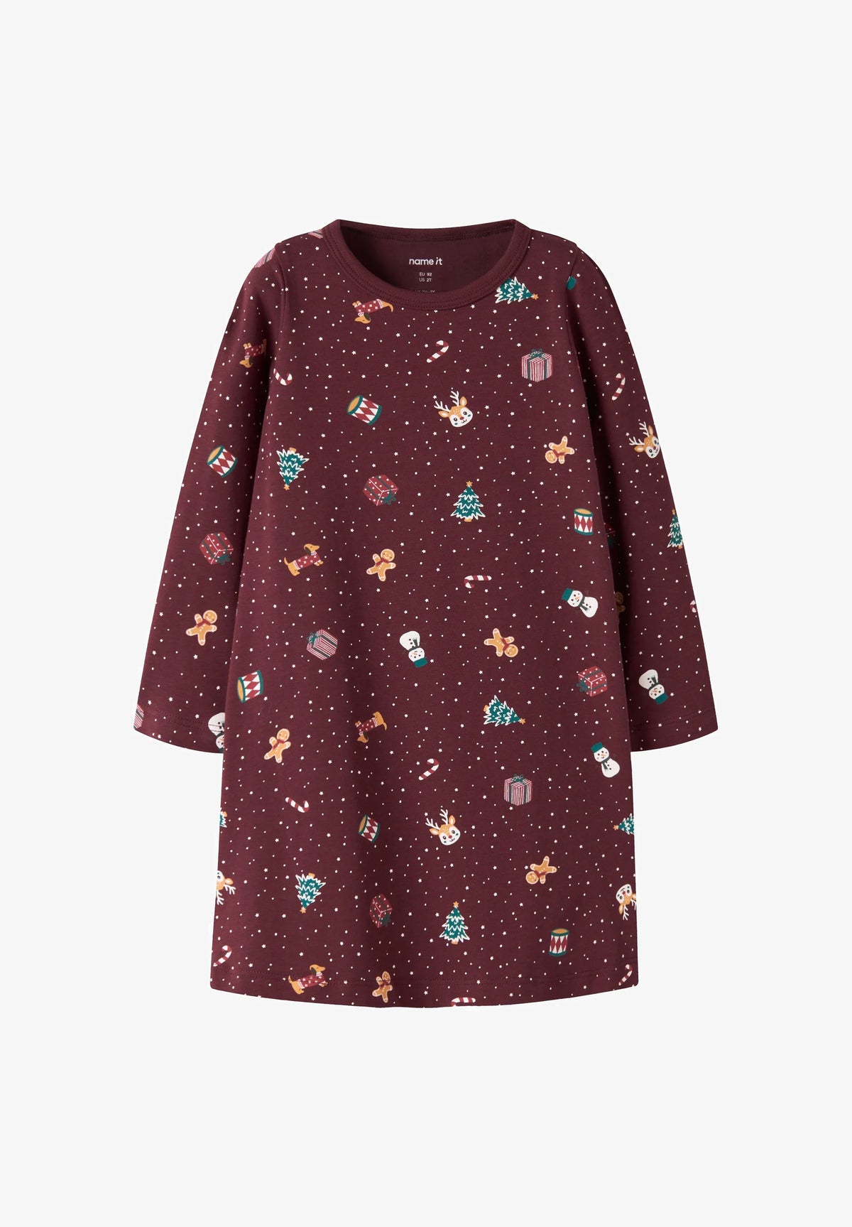 nmfvismas ls nightgown burgundy chrismas "jul"