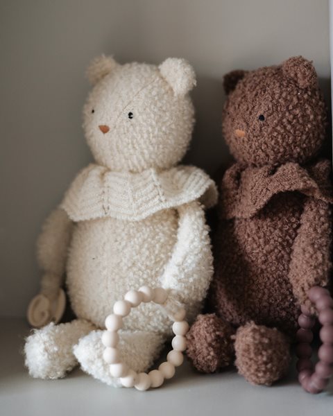 Smallstuff Aktivitetsbamse, bouclé merino uld, off white