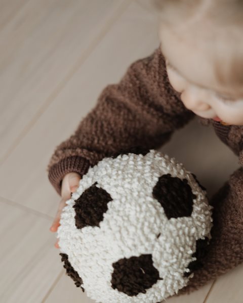 Strikket bold, bouclé, off white/ brown