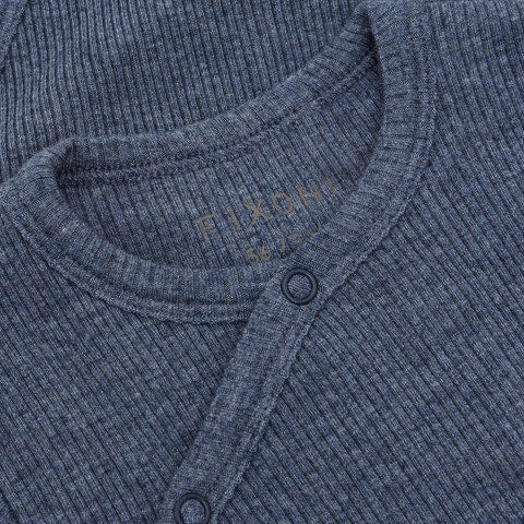 Fixoni - Langærmet Wrap Body Melange Rib - Vintage Indigo Melange 423101