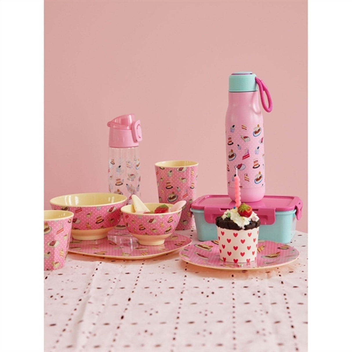RICE Pink/Mint Madkasse med 3 inddelinger
