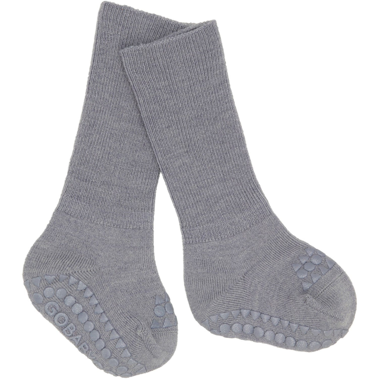 Gobabygo Grey Melange Non-Slip Strømper I Merino Uld