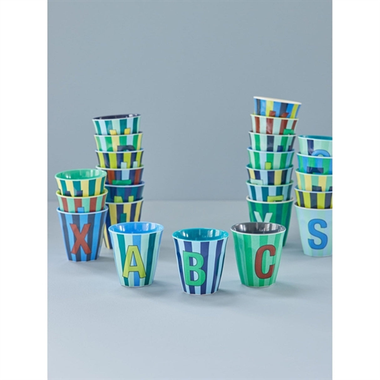 RICE Bluish Stripes Melamin Alfabet Kop