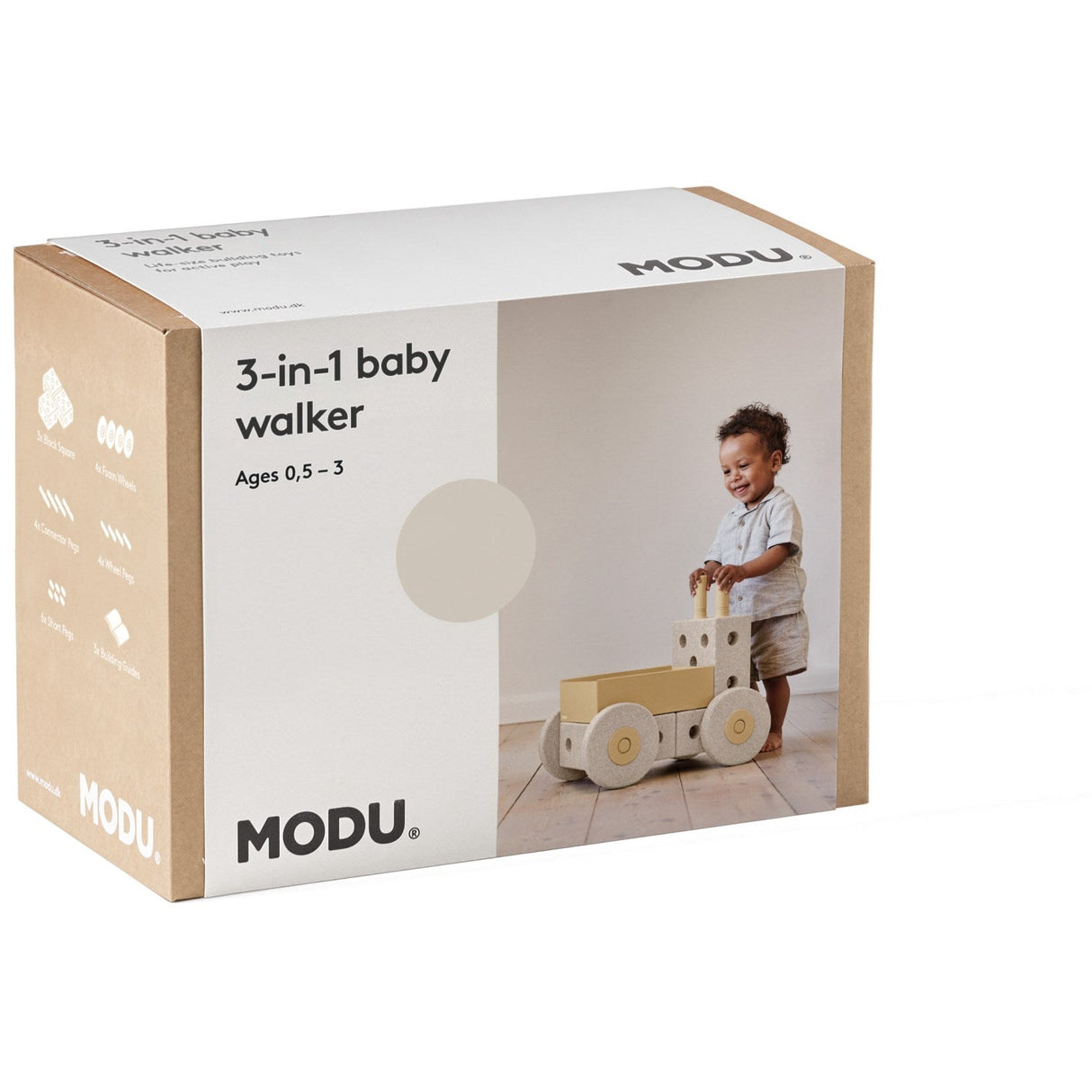 MODU 3-i-1 Baby Walker Sand Grey / Honey Yellow