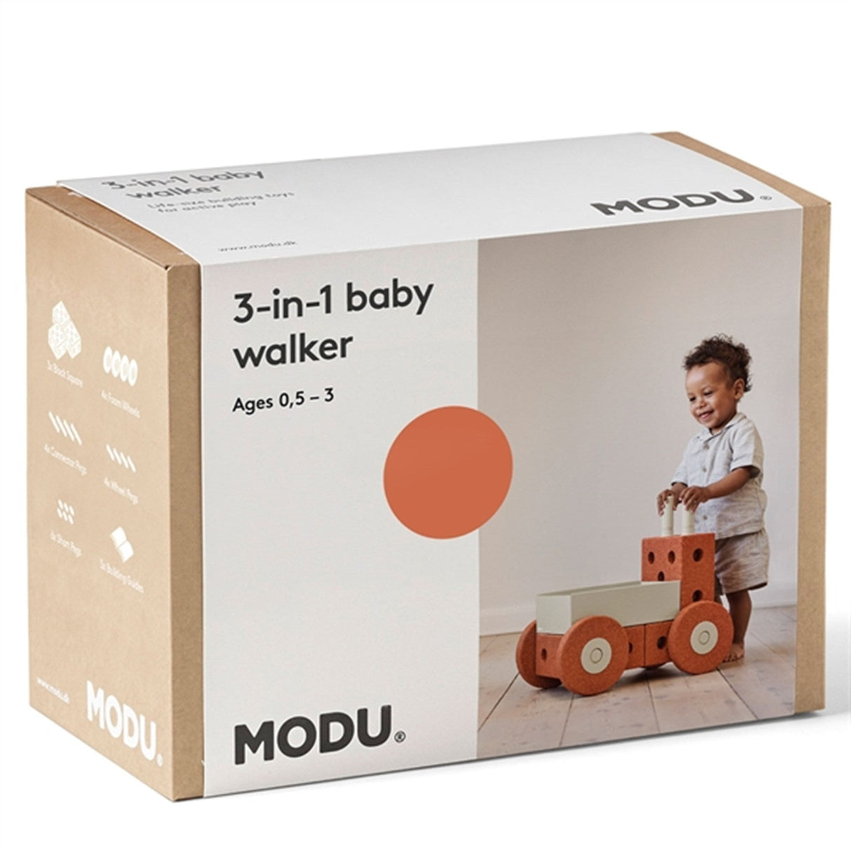 MODU 3-i-1 Baby Walker Burnt Orange/Dusty Green