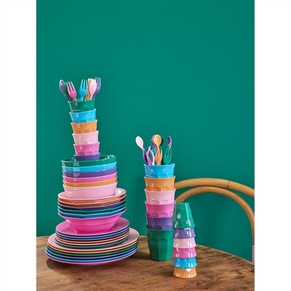 RICE Multicolor Melamin Latteske 6-pak