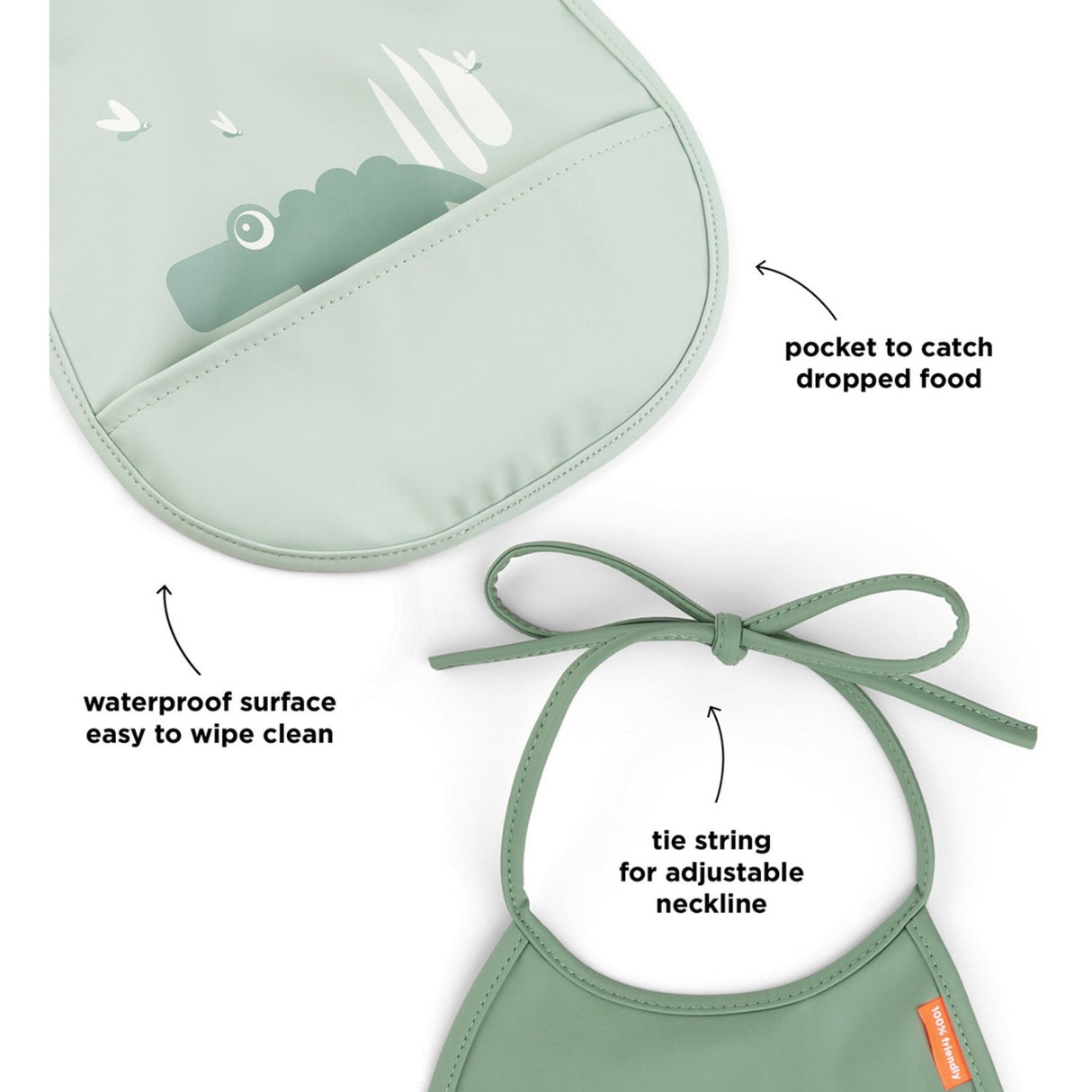 DonebyDeer Mini Hagesmæk M/Lomme 2 Stk. Croco Grøn