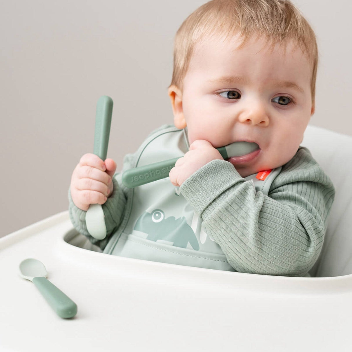 DonebyDeer Foodie Easy-Grip Babyske 3-Pak Grøn
