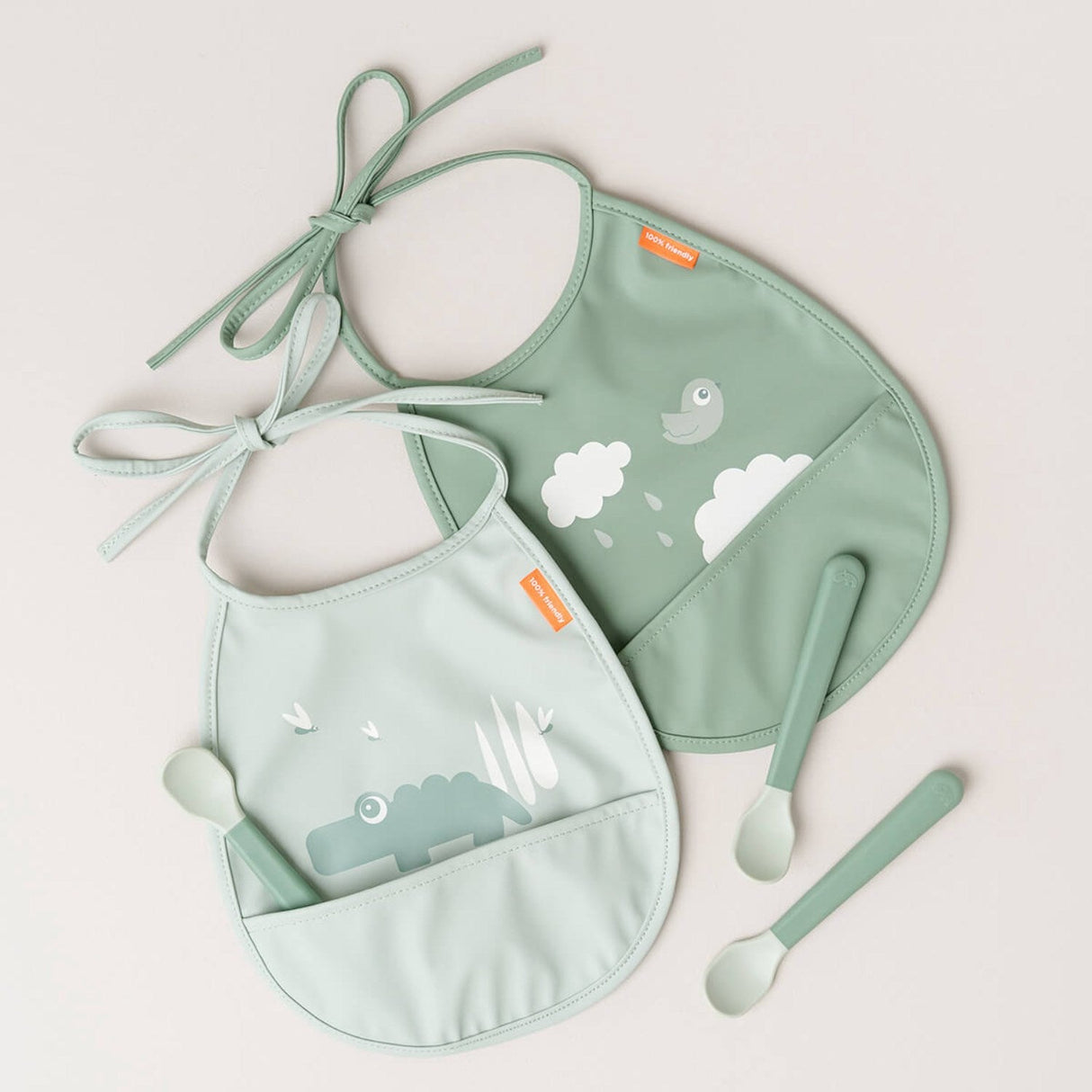 DonebyDeer Foodie Easy-Grip Babyske 3-Pak Grøn