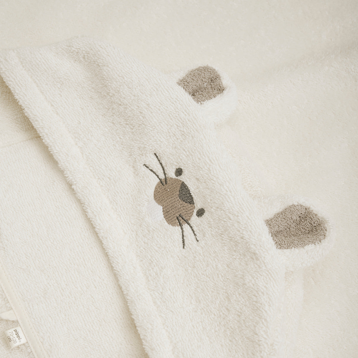 Pippi Badehåndklæde med hætte - hvidt med mus