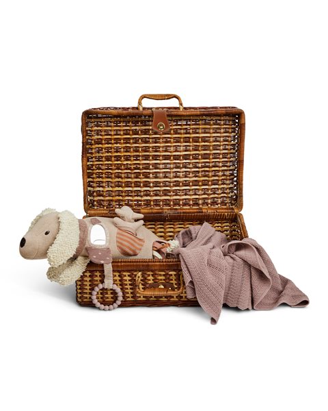 Smallstuff babytæppe - fishbone, merino uld - powder