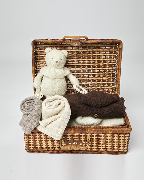 Smallstuff babytæppe - fish bone merino uld - off. White