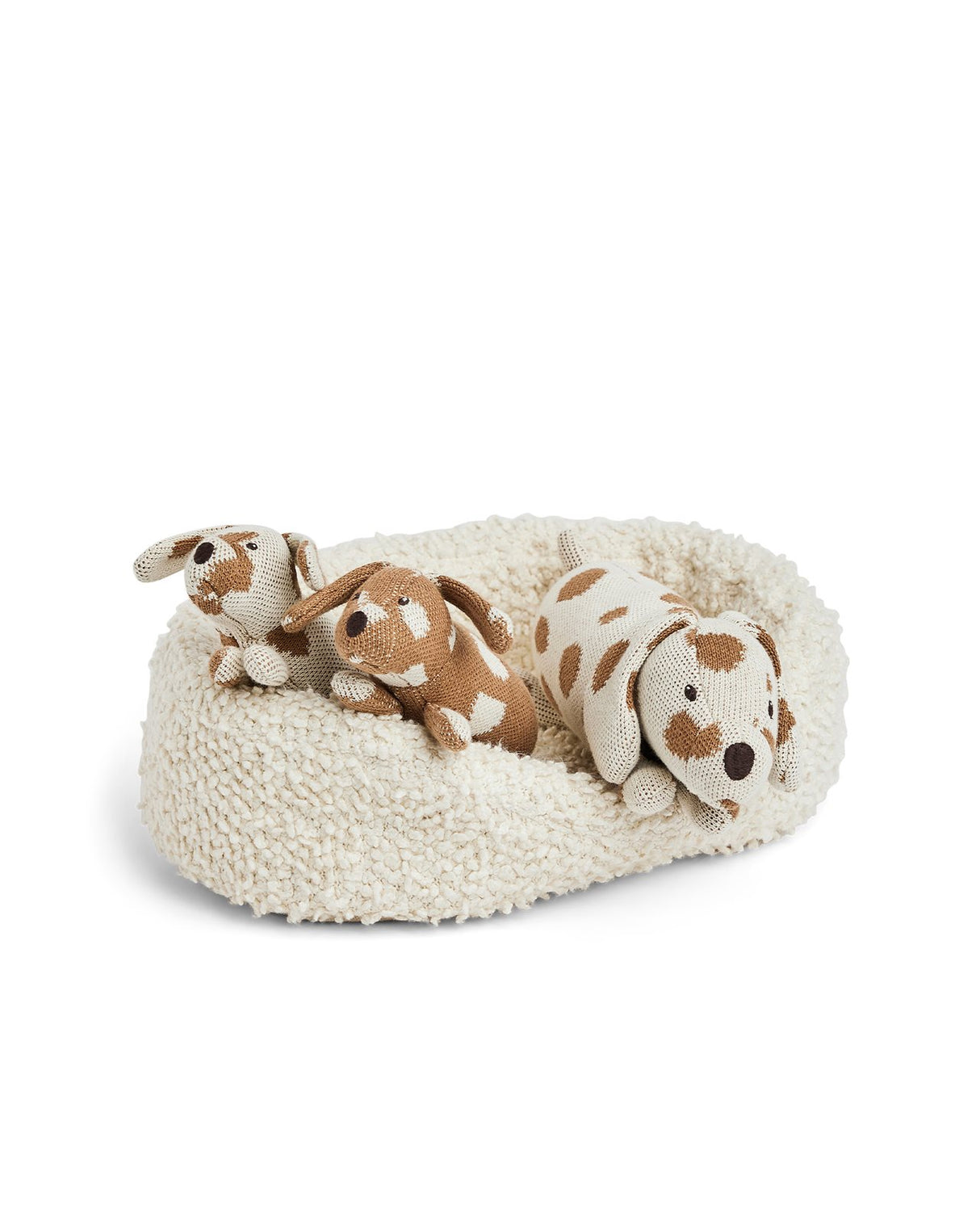 Smallstuff Hundekurv med strikkede hund og hvalpe