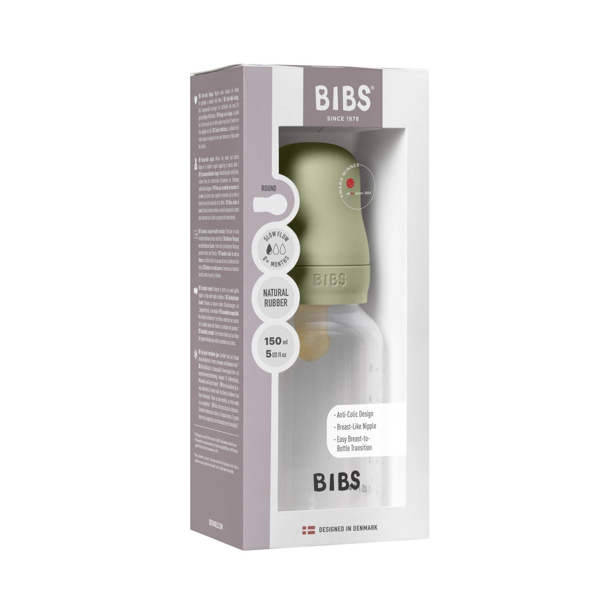 Bibs Sage Baby Flaske Round Latex 1 Pack 150 ml Slow Flow