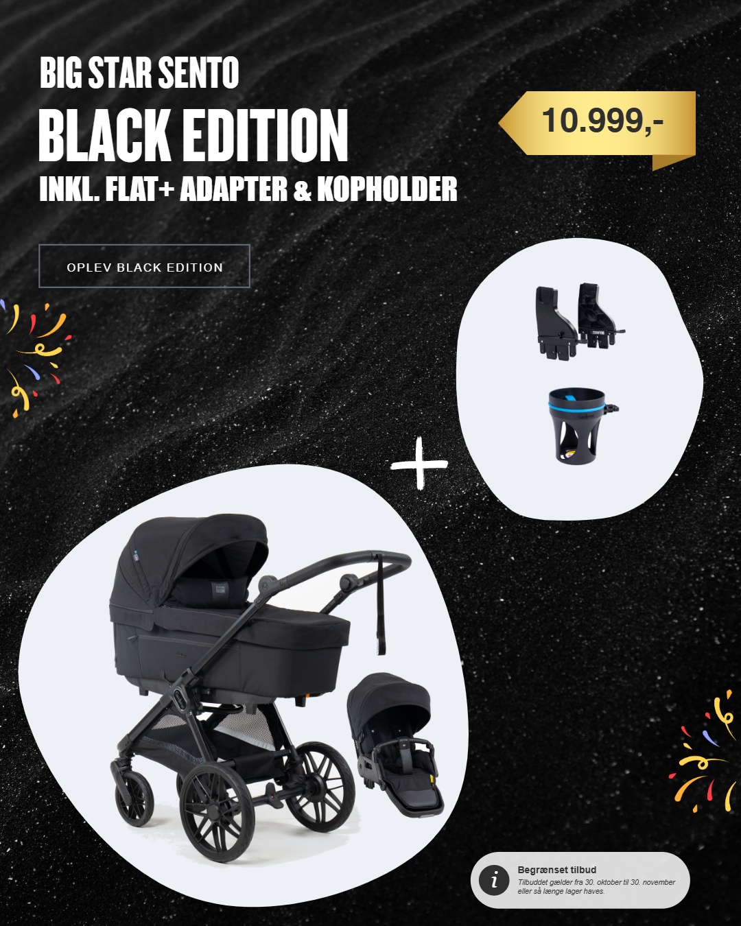 Emmaljunga Big Star Sento BLACK EDITION Inkl. Flat+ I Kopholder I Adapter