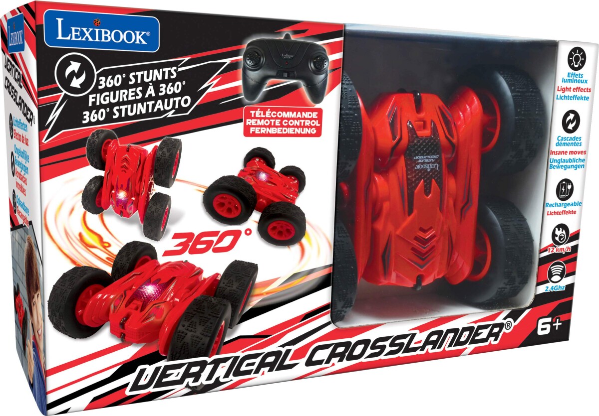 Lexibook - Vertical Crosslander - 360 Rc Stunt Bil Med Lys - Rød