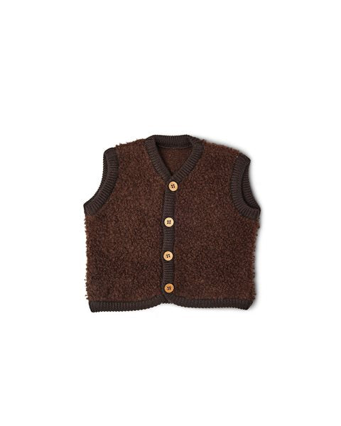 Smallstuff Vest, bouclé uld, brun
