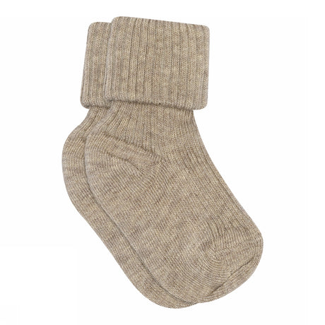 Cotton rib baby socks - Light Brown Melange