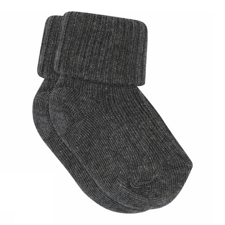 Cotton rib baby socks - Dark Grey Melange