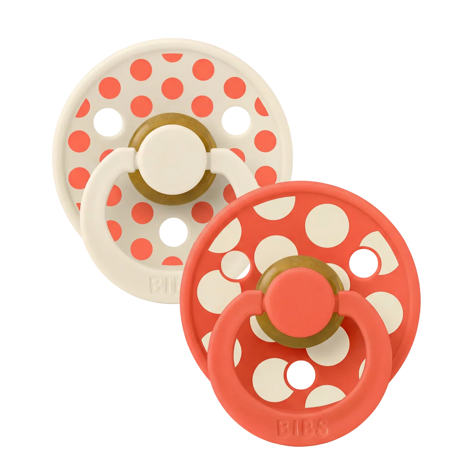 BIBS Pacifier Studio Colour 2 PACK Polka Mix Latex Ivory/Tango
