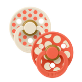 BIBS Pacifier Studio Colour 2 PACK Polka Mix Latex Ivory/Tango